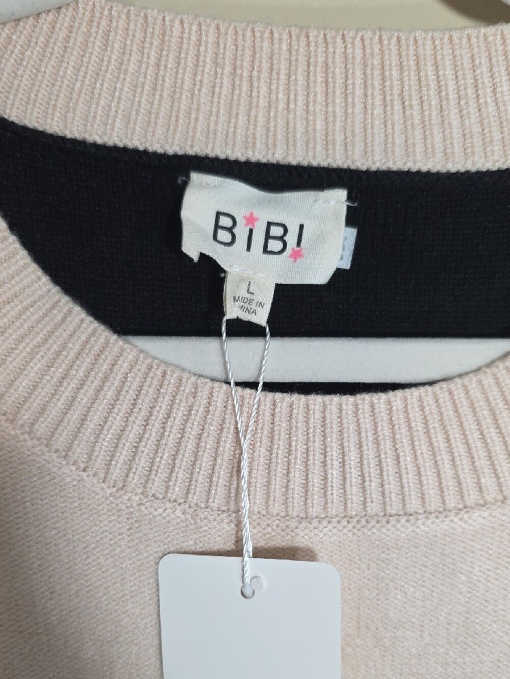 BiBi NWT Oversized Colorblock Sweater Cream Black Rust Size L - Picture 3 of 5